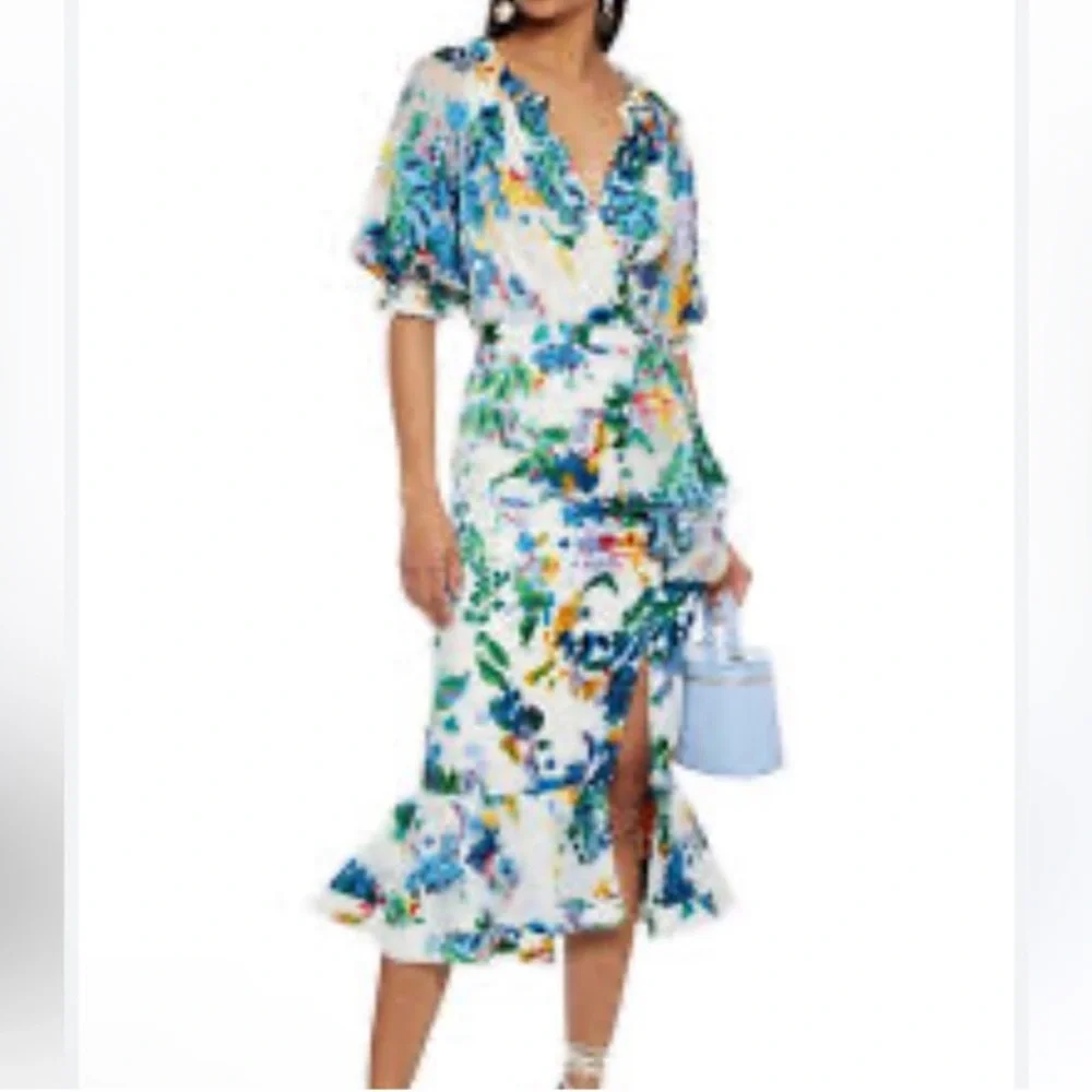 Saloni Olivia Silk Blend Floral Mini Dress NWT